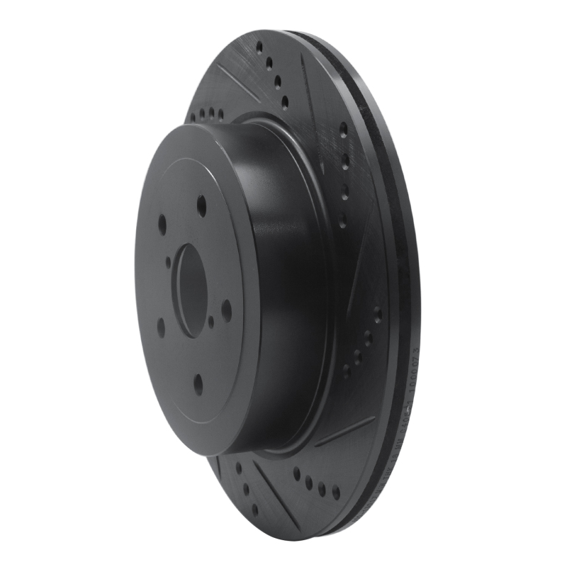 Subaru Impreza Brake Rotor (1) - Rear Right - R1 Concepts - Drilled & Slotted - Black - `05-`07